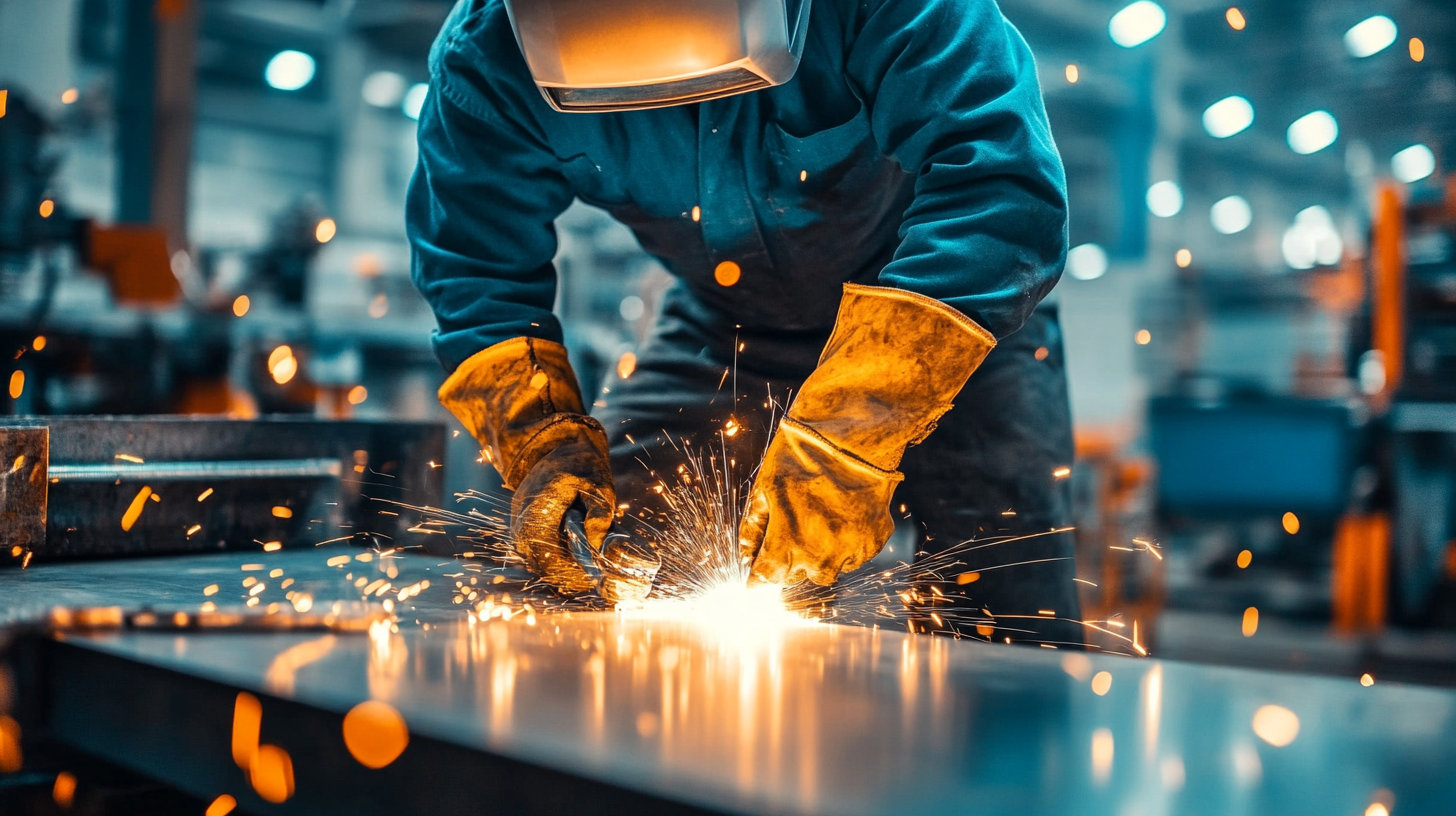 Welder fabricating stainless steel components at Mukwonago Welding and Metal Fabrication.